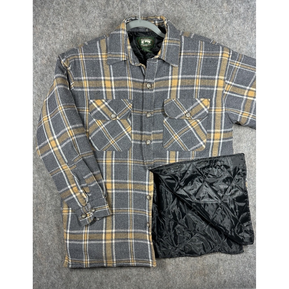 Stillwater Supply Co Quilted Flannel Jacket Mens Medium Plaid Lined Shirt Coat